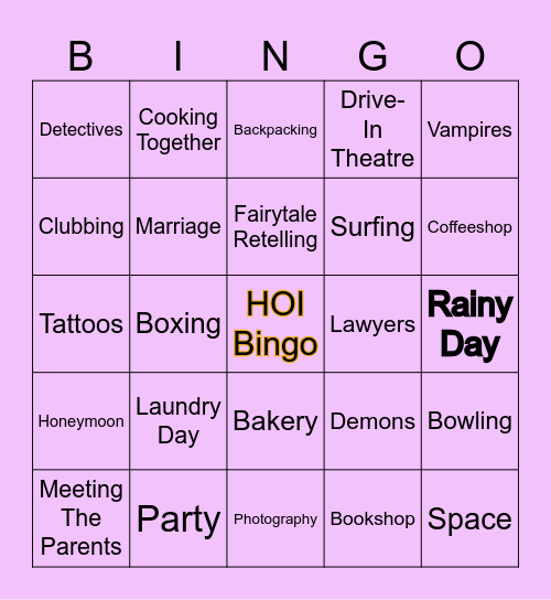 HOI Bingo #1 Bingo Card