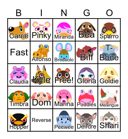 Animal Crossing Bingo Card