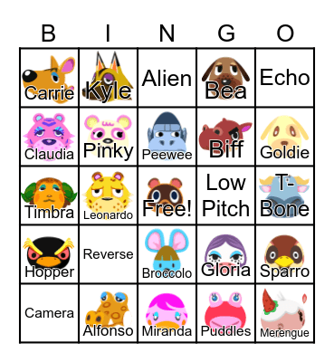 Animal Crossing Bingo Card
