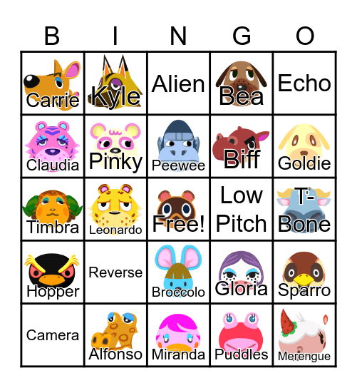 Animal Crossing Bingo Card