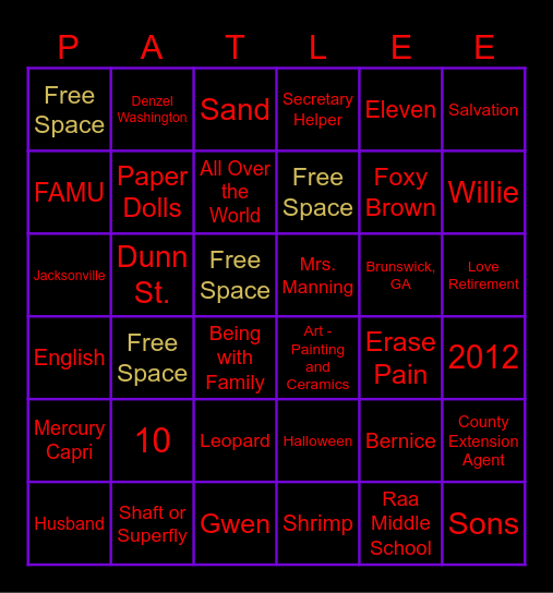PAT LEE-ingo Bingo Card