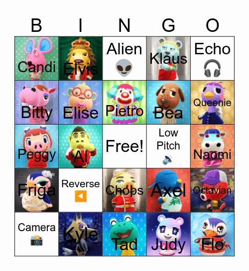 Animal Crossing Bingo Card