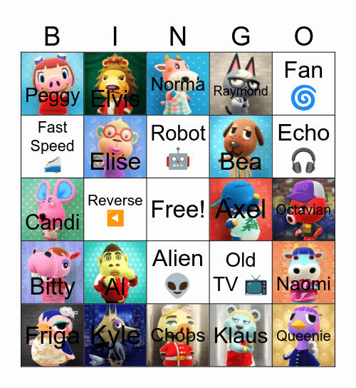 Animal Crossing Bingo Card