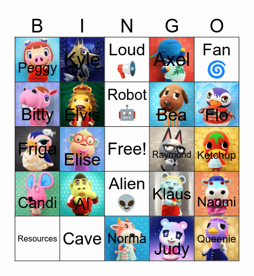 Animal Crossing Bingo Card