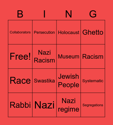 Holocaust Definitions Bingo Card