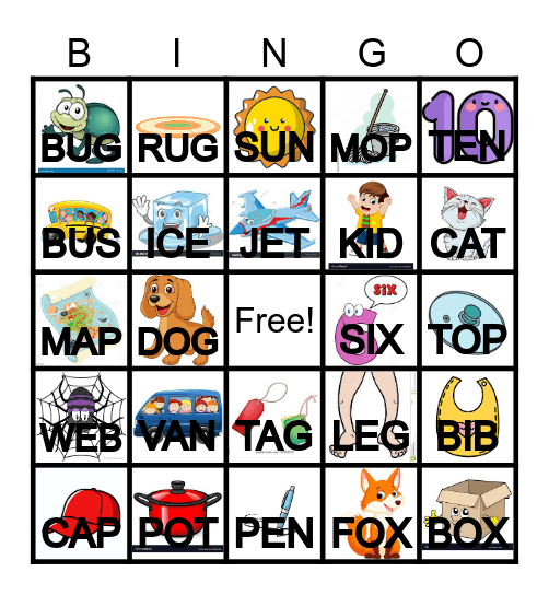 IMAGE PHONIC SOUNDS BINGO Card