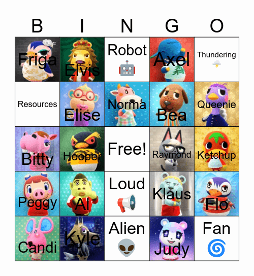 Animal Crossing Bingo Card