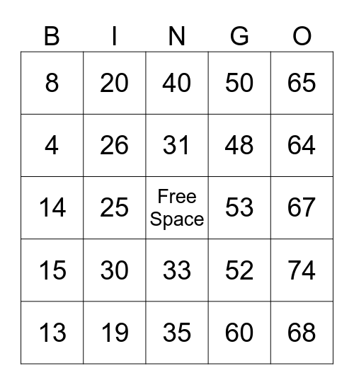 Classic Bingo Card