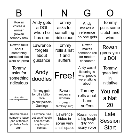 Untitled Bingo Card