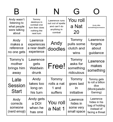 Untitled Bingo Card