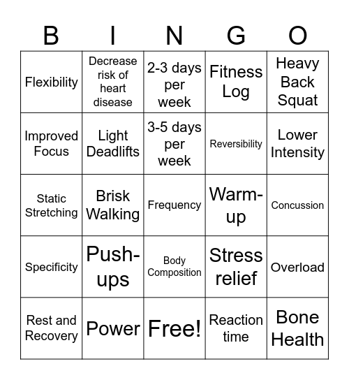 OSPI Assessment Review Bingo Card