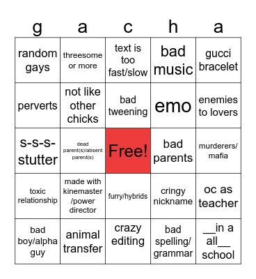 gacha gacha Bingo Card
