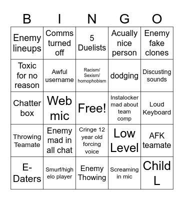 Valorant Bingo Card