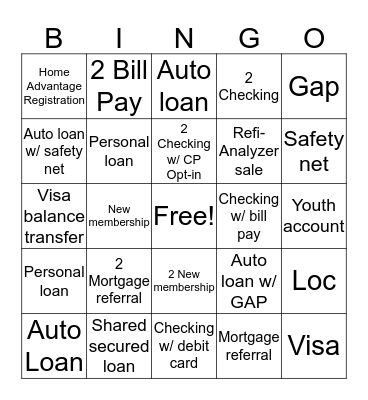 Account Services-2 Bingo Card