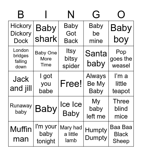 Baby Bingo Card