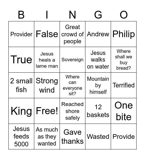 John 6 Bingo Card