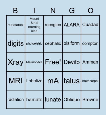 RAD TECH BINGO Card