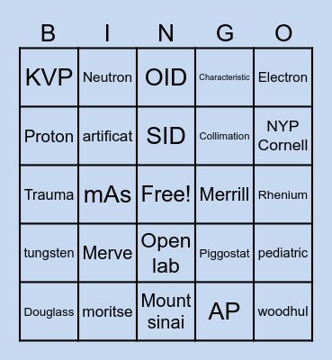 RAD TECH BINGO Card