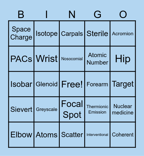 RAD TECH BINGO Card