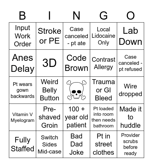 Rad Tech Bingo Card