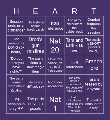 Wild Beyond the Witchlight - Session 21 Bingo Card