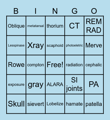 RAD TECH BINGO Card