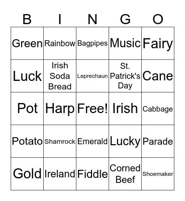 St. Patrick's Day Bingo Card