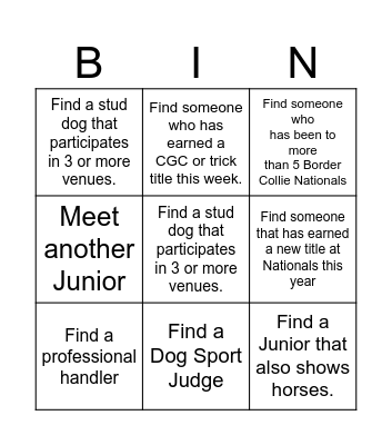Junior Bingo Card