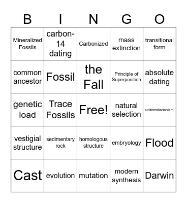 Change in Nature Bingo Card