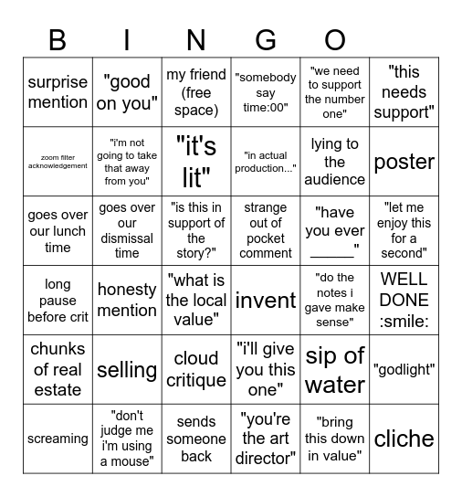 pixote bingo Card