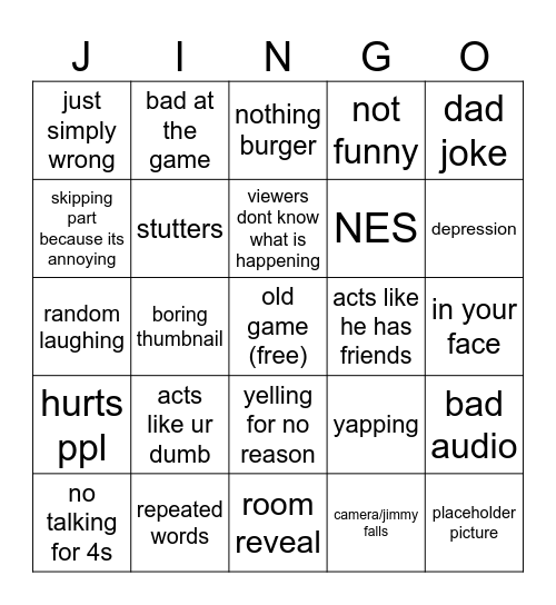 JJJIMY BINGo Card