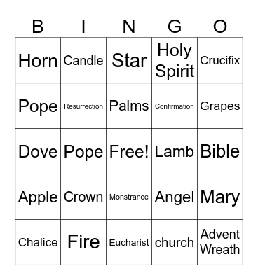 Catholic Bingo Card