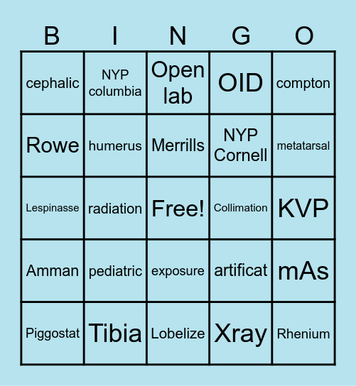 RAD TECH BINGO Card