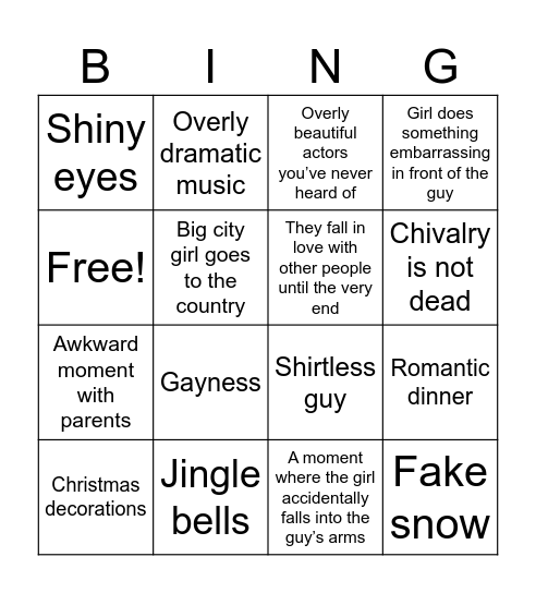 christmas movie drinking board Bingo Card