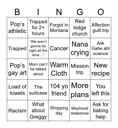 Pop & Nana bingo Card