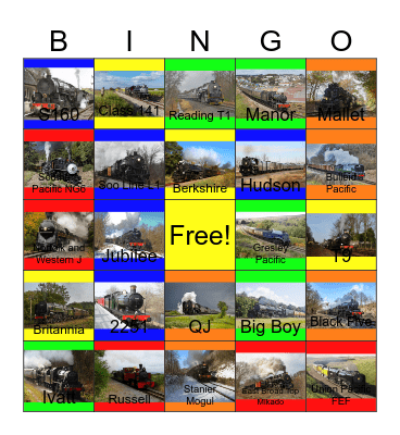 World Steam Locomotives Bingo Card