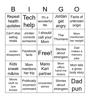 Family Bingo Card