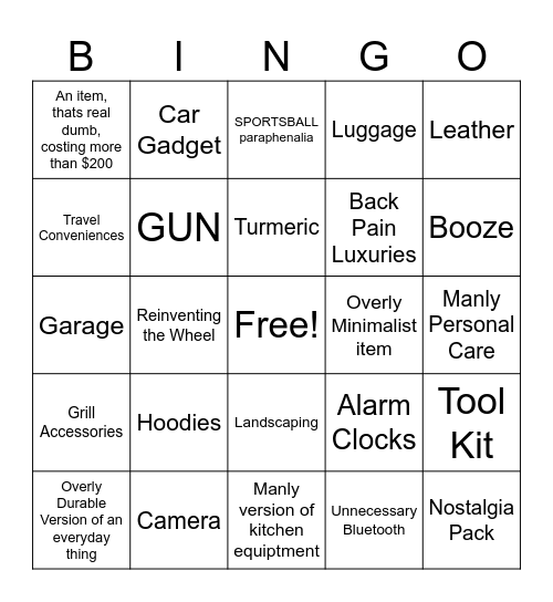 Men's Bougie Bingo Card 2023 Bingo Card