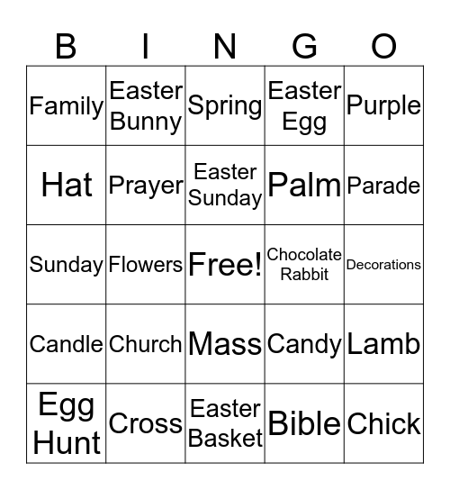 (American) Easter Bingo Card