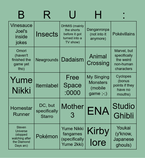 Just my hyperfixations, bb ;) Bingo Card