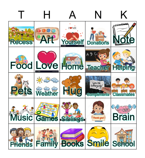 Attitude of Gratitude Bingo Card