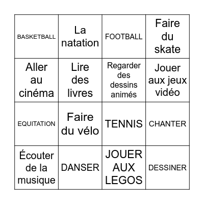 LES LOISIRS Bingo Card