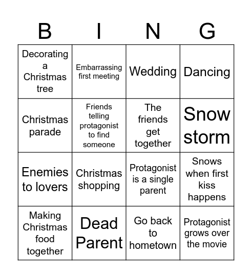 Hallmark Christmas Bingo Card