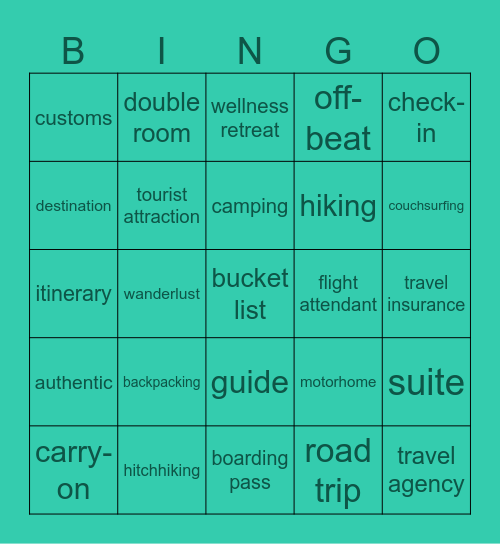 Travelling Bingo Card