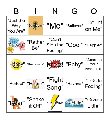 Pop Song Bingo! Bingo Card