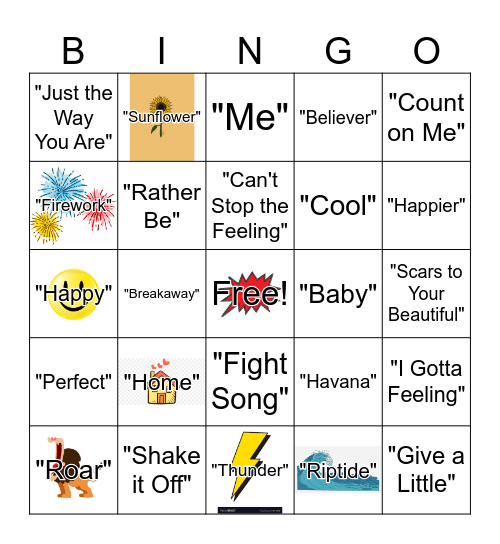 Pop Song Bingo! Bingo Card