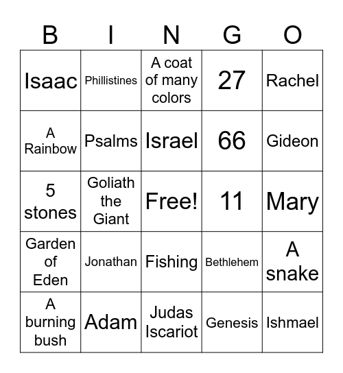 Bible Trivia Bingo Card