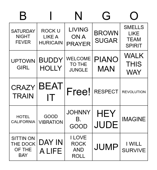 JUKEBOX BINGO Card