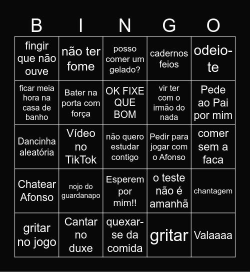 Guilhermo bingo Card