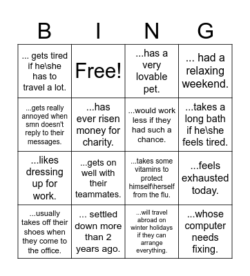 Revision speakout units 5, 6 "Find someone who ..." Bingo Card